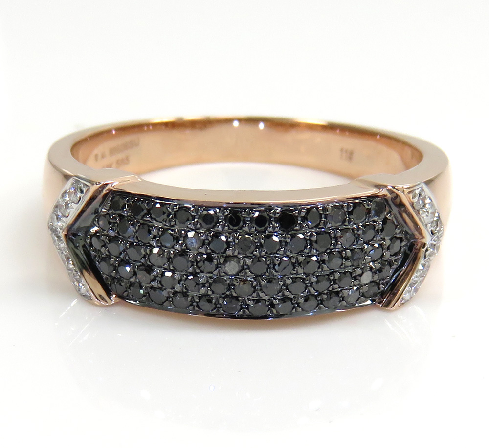 0.60ct mens 14k gold round cut black diamond band