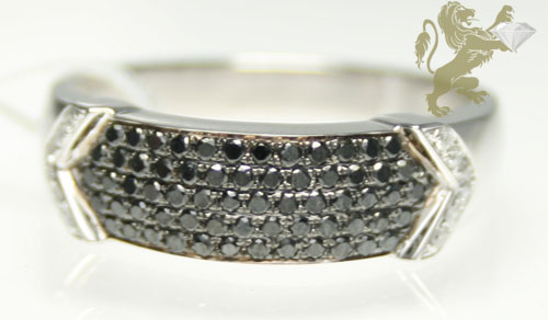 0.60ct mens 14k gold round cut black diamond band