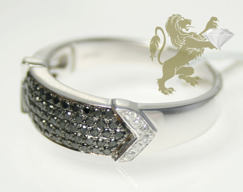 0.60ct mens 14k gold round cut black diamond band