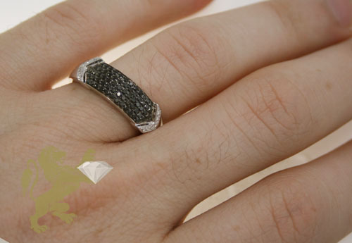 0.60ct mens 14k gold round cut black diamond band