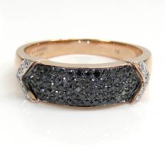 0.60ct mens 14k gold round cut black diamond band