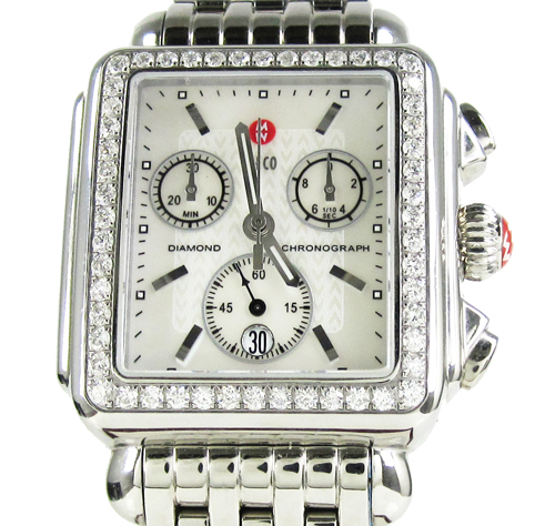 Ladies michele deco day diamond white stainless steel watch 1.08ct