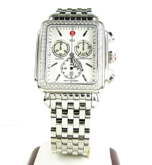 Ladies michele xl deco day diamond white stainless steel watch 0.67ct - Image 2