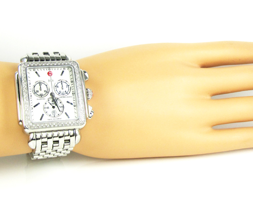 Ladies michele xl deco day diamond white stainless steel watch 0.67ct - Image 5