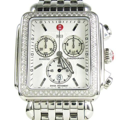 Ladies michele xl deco day diamond white stainless steel watch 0.67ct - Image 6