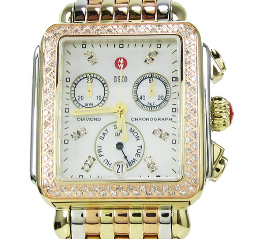 Ladies michele deco date & day diamond tri-tone stainless steel watch 0.66ct - Image 2