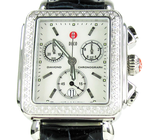 Ladies michele deco date diamond white stainless steel watch 0.60ct