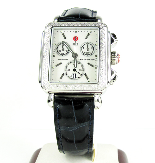 Ladies michele deco date diamond white stainless steel watch 0.60ct