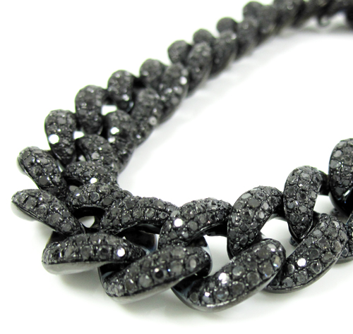Black sterling silver black diamond miami link bracelet 12.50ct - Image 2