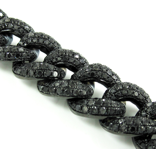 Black sterling silver black diamond miami link bracelet 12.50ct - Image 3