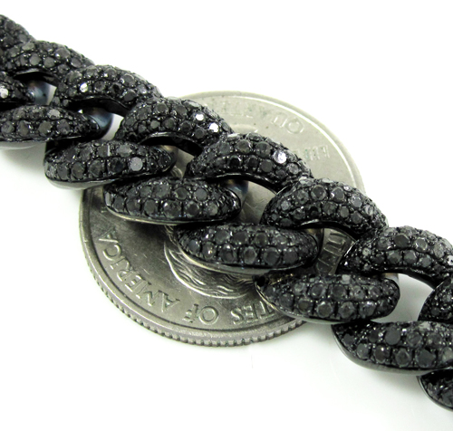 Black sterling silver black diamond miami link bracelet 12.50ct - Image 5