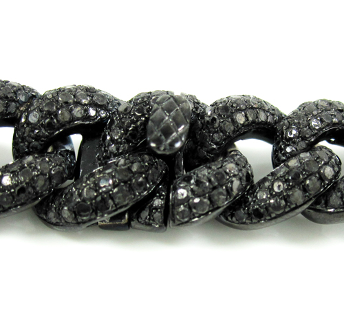Black sterling silver black diamond miami link bracelet 12.50ct - Image 6