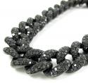 Black sterling silver black diamond miami link bracelet 12.50ct