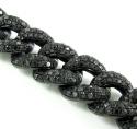 Black sterling silver black diamond miami link bracelet 12.50ct