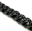 Black sterling silver black diamond miami link bracelet 12.50ct