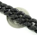 Black sterling silver black diamond miami link bracelet 12.50ct