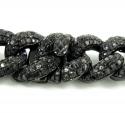 Black sterling silver black diamond miami link bracelet 12.50ct