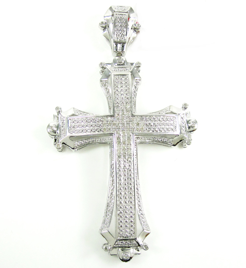 Mens white sterling silver diamond cross 0.50ct