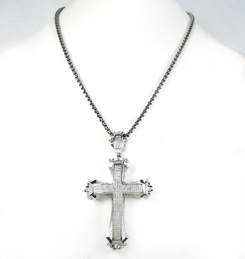 Mens white sterling silver diamond cross 0.50ct - Image 6