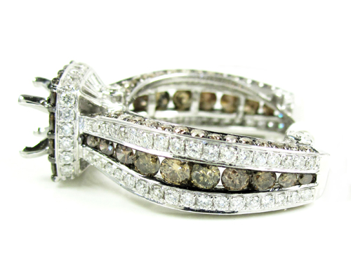 Ladies 14k white gold champagne diamond semi mount ring 3.86ct - Image 4