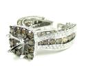 Ladies 14k white gold champagne diamond semi mount ring 3.86ct