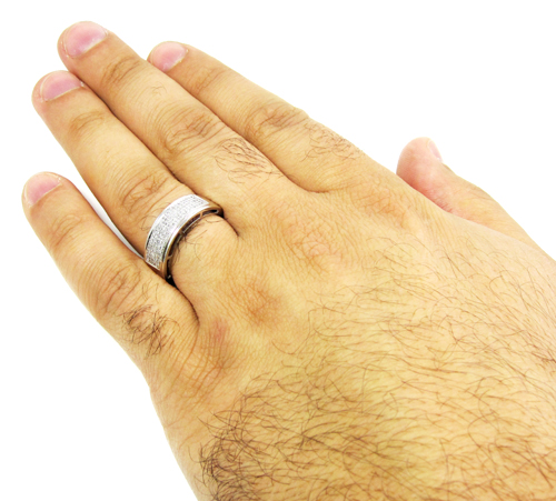 Mens 10k white gold diamond wedding band 0.40ct - Image 5