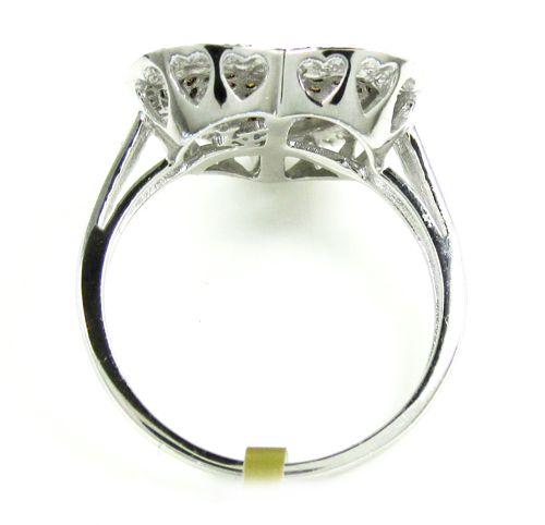 Ladies 10k white gold white & champagne diamond heart ring 0.55ct