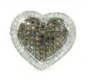 Ladies 10k white gold white & champagne diamond heart ring 0.55ct