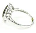 Ladies 10k white gold white & champagne diamond heart ring 0.55ct