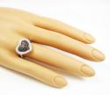 Ladies 10k white gold white & champagne diamond heart ring 0.55ct