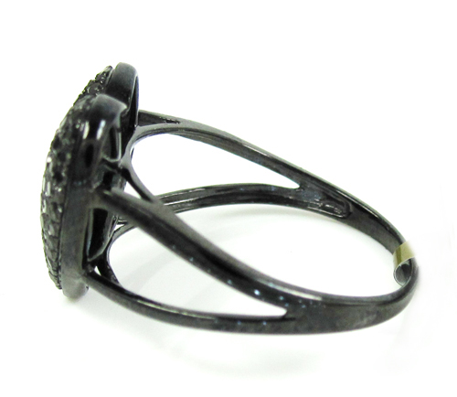 Ladies 10k black gold black diamond heart ring 0.67ct