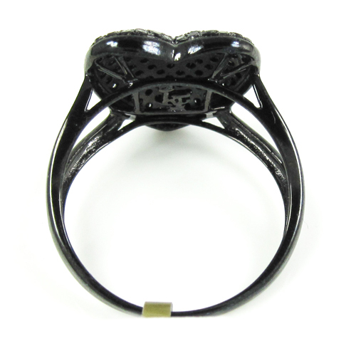 Ladies 10k black gold black diamond heart ring 0.67ct