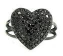 Ladies 10k black gold black diamond heart ring 0.67ct