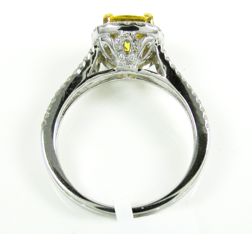Ladies 14k white gold canary citrine diamond ring 3.54ct