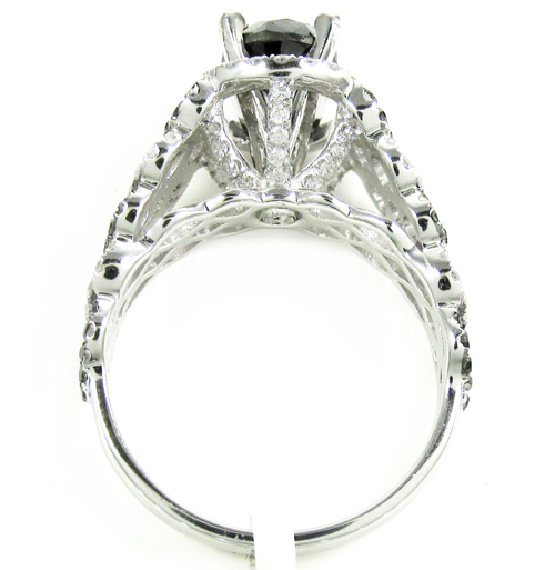 Ladies 14k white gold black & white diamond fancy engagement ring 2.40ct - Image 4