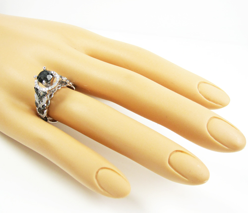 Ladies 14k white gold black & white diamond fancy engagement ring 2.40ct - Image 5