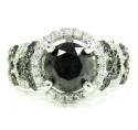 Ladies 14k white gold black & white diamond fancy engagement ring 2.40ct