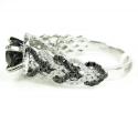 Ladies 14k white gold black & white diamond fancy engagement ring 2.40ct