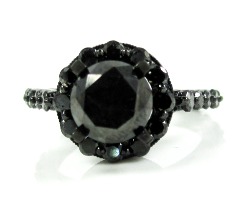 Ladies 10k black gold black diamond fancy engagement ring 3.73ct - Image 2