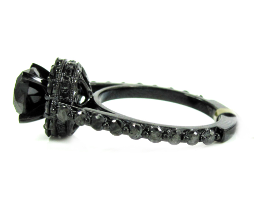 Ladies 10k black gold black diamond fancy engagement ring 3.73ct - Image 3