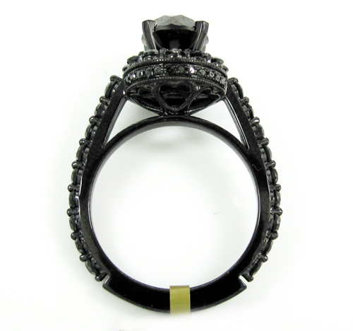 Ladies 10k black gold black diamond fancy engagement ring 3.73ct