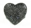 Ladies 10k black gold black diamond heart ring 1.50ct