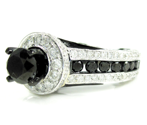 Ladies 10k black gold black & white diamond engagement ring 4.85ct - Image 2