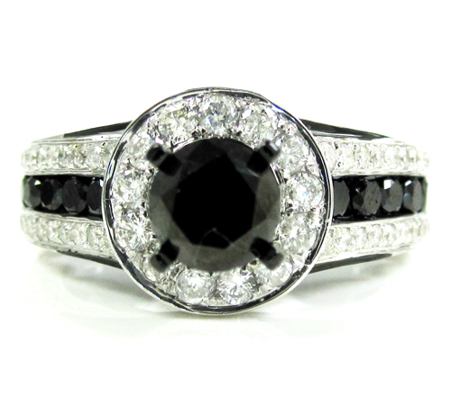 Ladies 10k black gold black & white diamond engagement ring 4.85ct