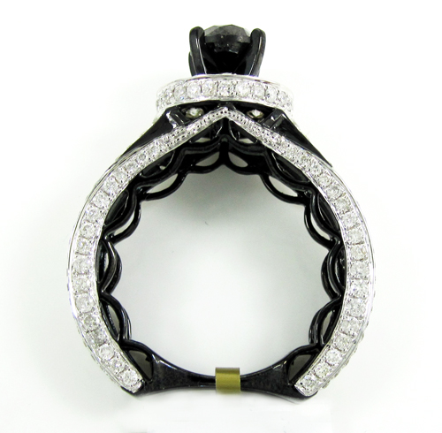 Ladies 10k black gold black & white diamond engagement ring 4.85ct