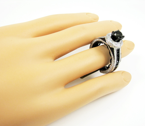 Ladies 10k black gold black & white diamond engagement ring 4.85ct - Image 8