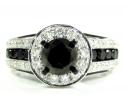 Ladies 10k black gold black & white diamond engagement ring 4.85ct