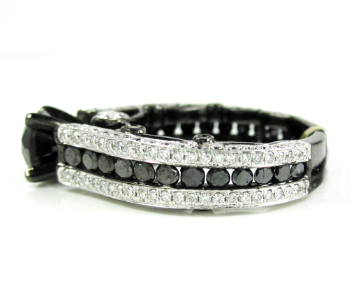 Ladies 10k black gold black & white diamond engagement ring 4.10ct