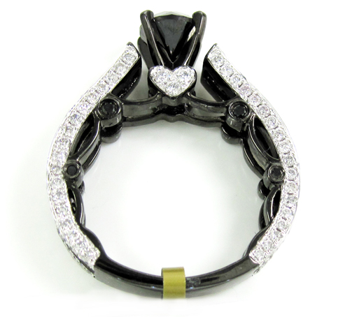 Ladies 10k black gold black & white diamond engagement ring 4.10ct