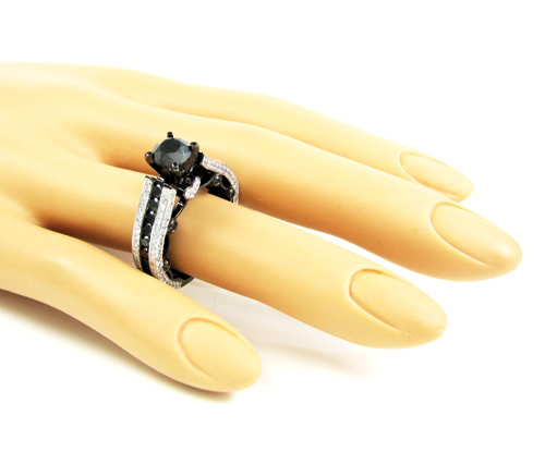 Ladies 10k black gold black & white diamond engagement ring 4.10ct - Image 5